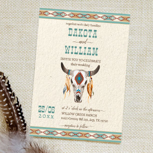 Southern western boho tribal ranch wedding  invitation