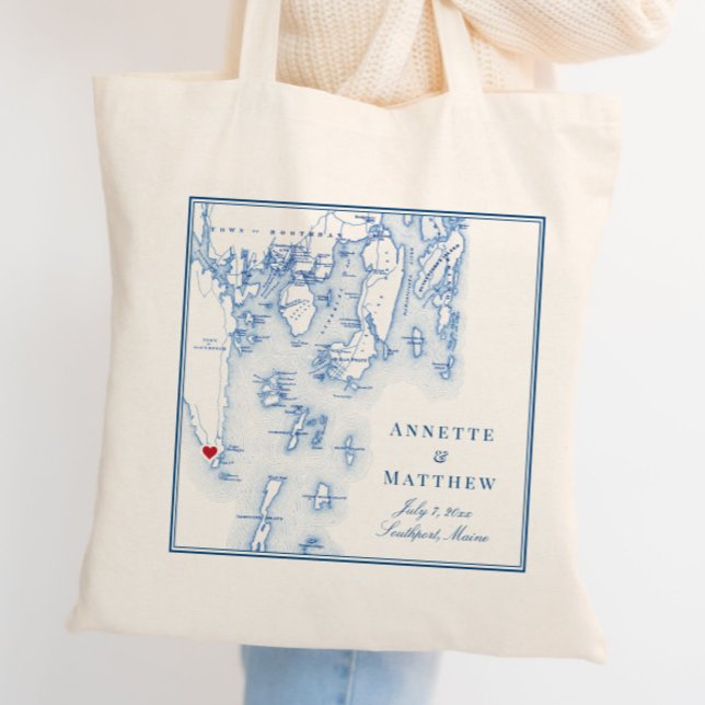 Southport Boothbay Harbour Maine Wedding Welcome Tote Bag (This Southport Maine wedding welcome tote bag is perfect for your Newagen Seaside Inn wedding)