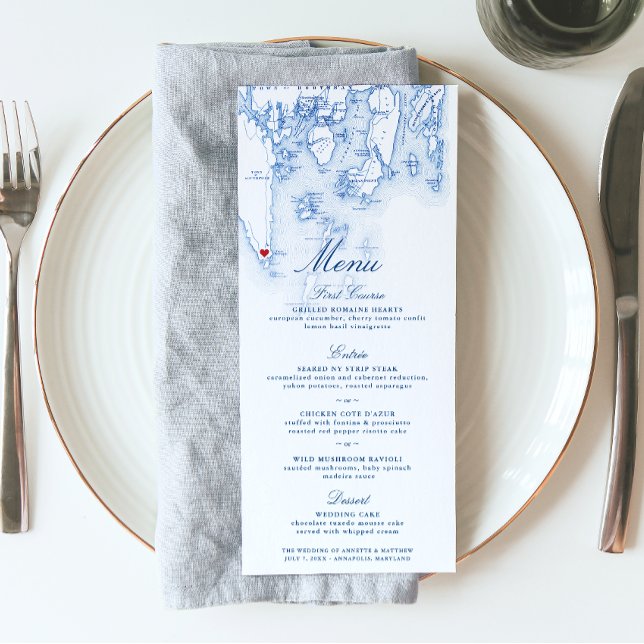Southport Boothbay Harbour Map Elegant Navy Script Menu (These Navy Blue Southport Maine wedding menus are perfect for your destination wedding to Boothbay)