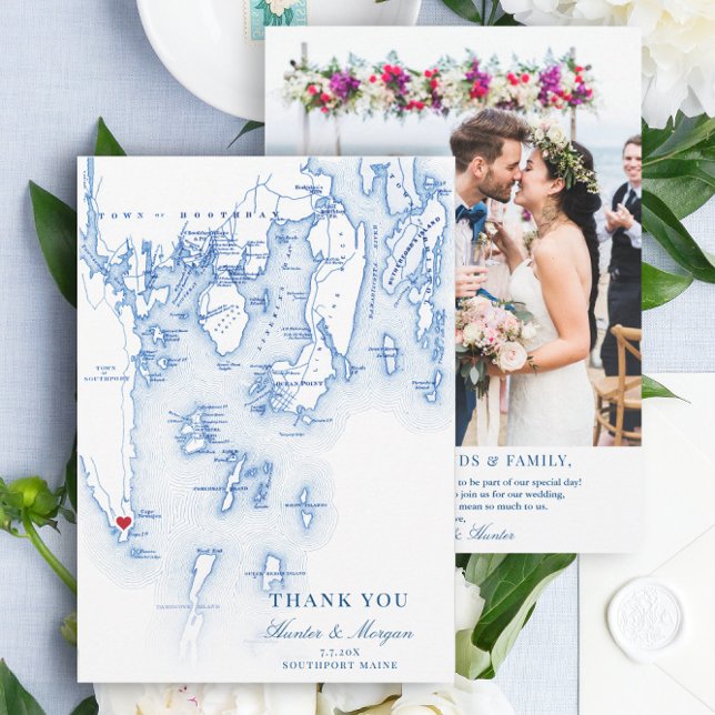 Southport Boothbay Maine Wedding Flat Thank You Card (These Southport Maine flat thank you cards are perfect for your Newagen Seaside Inn wedding
)