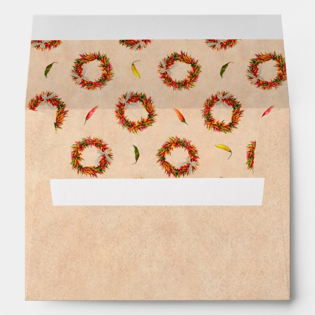 Southwest Adobe Chile Ristra Wreath Invitation  Envelope (Back (Bottom))