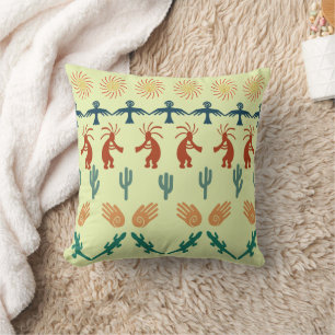 Southwest American Indian Tribal Petroglyphs Art Cushion