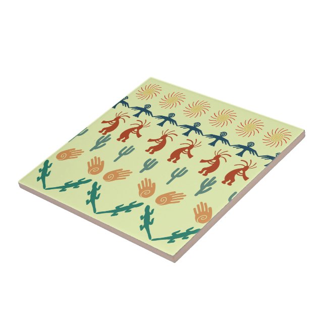 Southwest American Indian Tribal Petroglyphs Art Tile (Side)