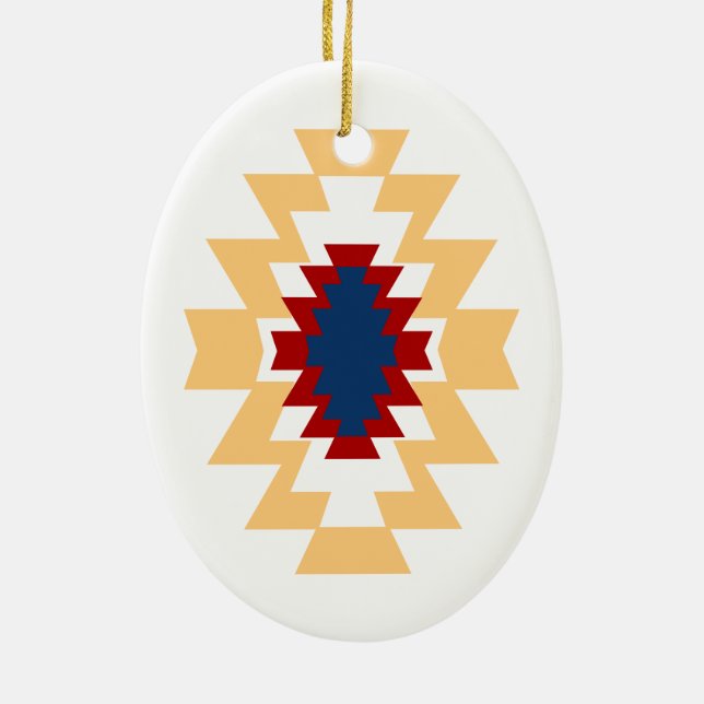 Southwest Aztec Native American Tribal Design Ceramic Tree Decoration (Back)