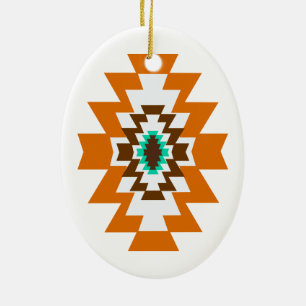 Southwest Aztec Native American Tribal Design Ceramic Tree Decoration