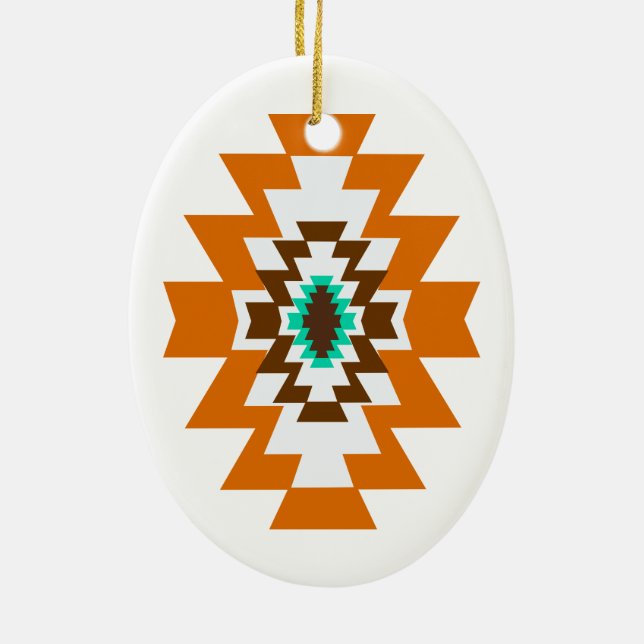 Southwest Aztec Native American Tribal Design Ceramic Tree Decoration (Back)