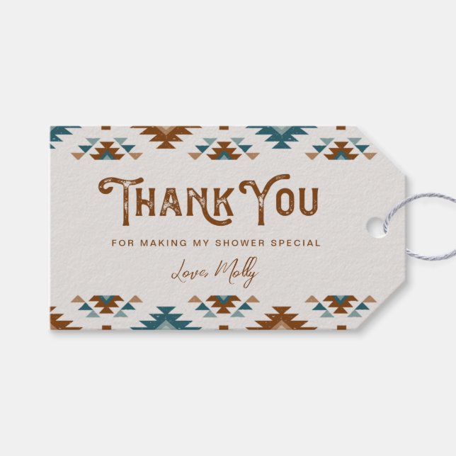 Southwest Baby Shower Thank You Tags (Front (Horizontal))