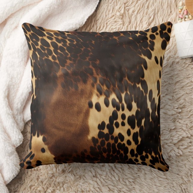 Southwest Black Brown Gold Cowhide  Cushion (Blanket)