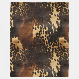 Southwest Black Brown Gold Cowhide Fleece Blanket