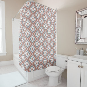 Southwest Blanket Pattern Copper Grey Shower Curtain