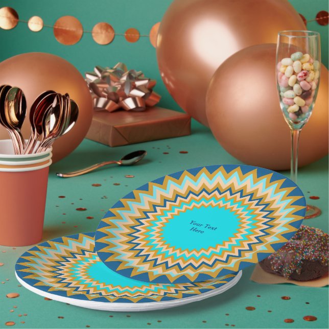 Southwest Blue Gold Fiesta All Occasion Paper Plate (Multi)