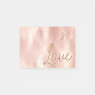Southwest Blush Pink Cowgirl Cowhide Glitter Love Post-it Notes