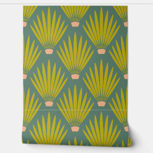 Southwest Boho Desert Cactus Palm Leaves - Sage Wallpaper