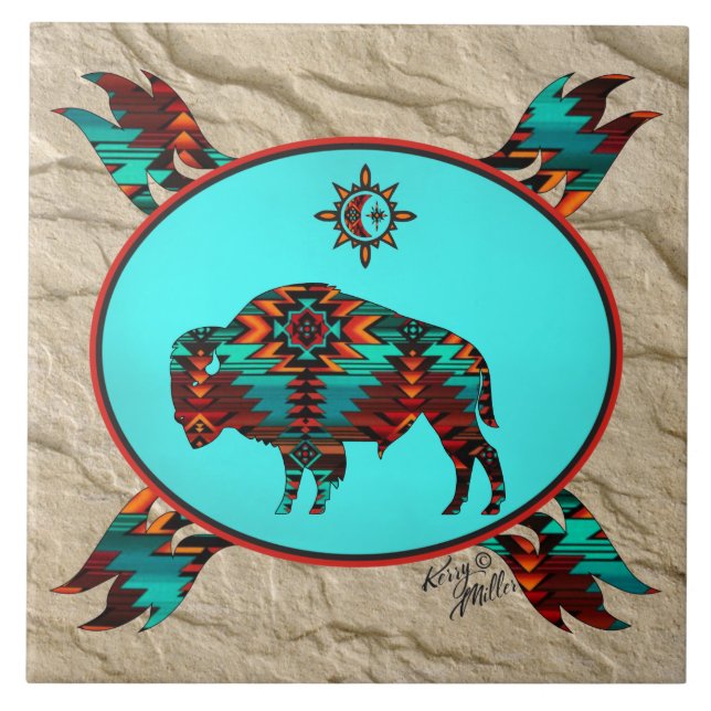 Southwest Buffalo Ceramic Tile (Front)