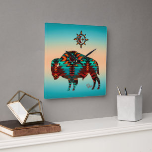 Southwest Buffalo Square Wall Clock