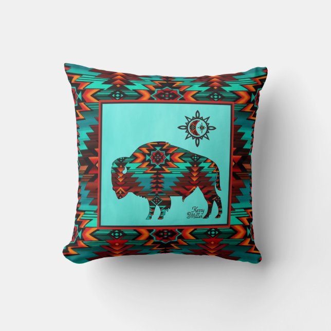 Southwest Buffalo  Throw Pillow (Front)