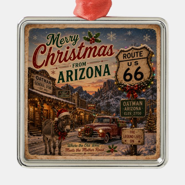 Southwest Burro Christmas Tree Keepsake Metal Tree Decoration (Front)