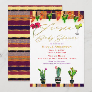 Southwest Cactus Modern Fiesta Baby Shower Party Invitation