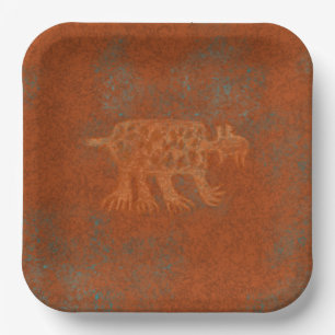 Southwest Canyons Bobcat Petroglyph Design Paper P Plate
