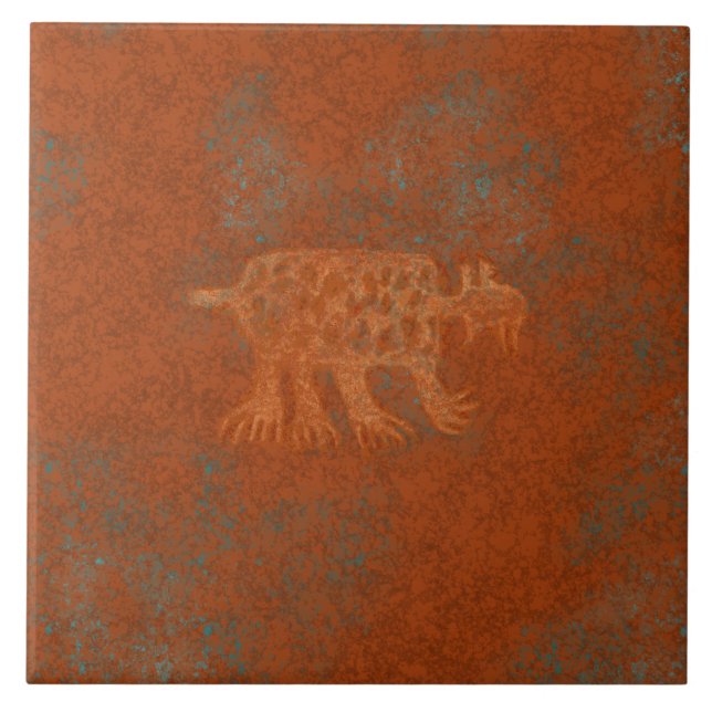 Southwest Canyons Bobcat Petroglyph  Tile (Front)