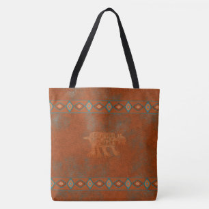 Southwest Canyons Bobcat Petroglyph Tote Bag