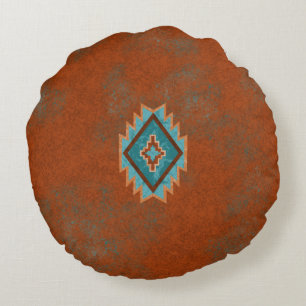 Southwest Canyons Copper Colored Geometric Diamond Round Cushion