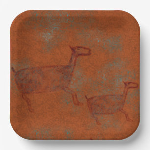 Southwest Canyons Deer Petroglyph Design   Paper P Plate