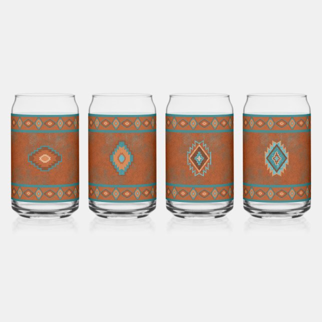 Southwest Canyons Diamond Designs Can Glass Set  (Front)
