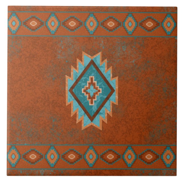 Southwest Canyons Diamond Geometric Border Tile (Front)