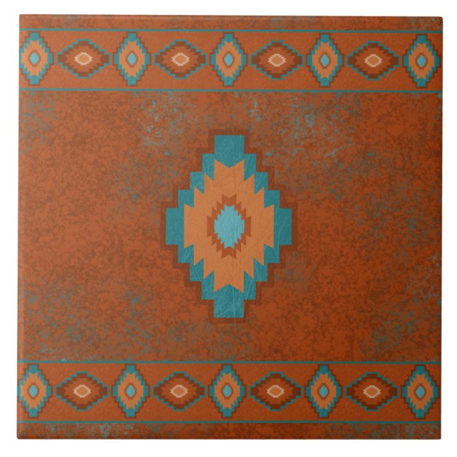 Southwest Canyons Diamond Geometric Border Tile (Front)