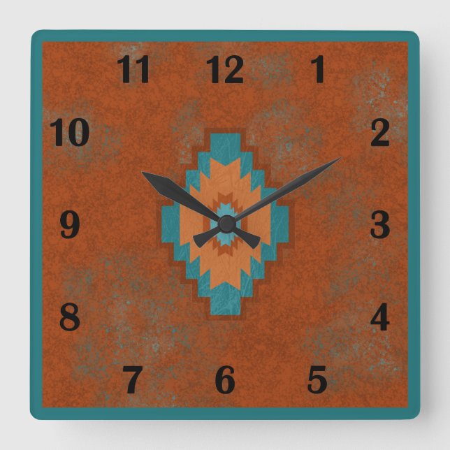 Southwest Canyons Geometric Regular Style Square Wall Clock (Front)