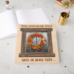Southwest Chile Pepper Wreath Window Personalised  Guest Book