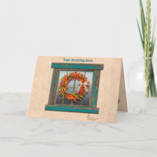 Southwest Chile Peppers Ristra Wreath Personalized Card