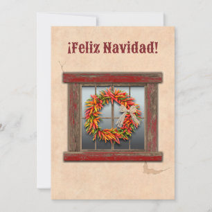 Southwest Chile Ristra Wreath Flat Holiday Card