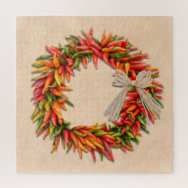 Southwest Chile Ristra Wreath on Adobe Wall Jigsaw Puzzle (Vertical)