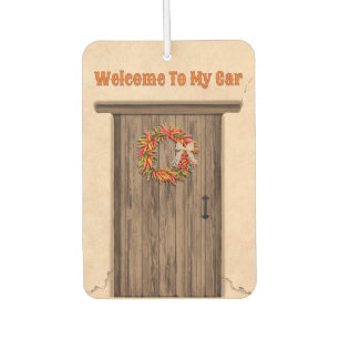 Southwest Chile Ristra Wreath on Wood Door Car Air Freshener
