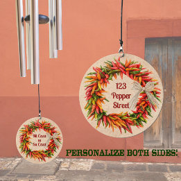 Southwest Chile Ristra Wreath Personalised Wind Chime