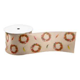Southwest Chile Ristra Wreaths All Over Pattern Satin Ribbon