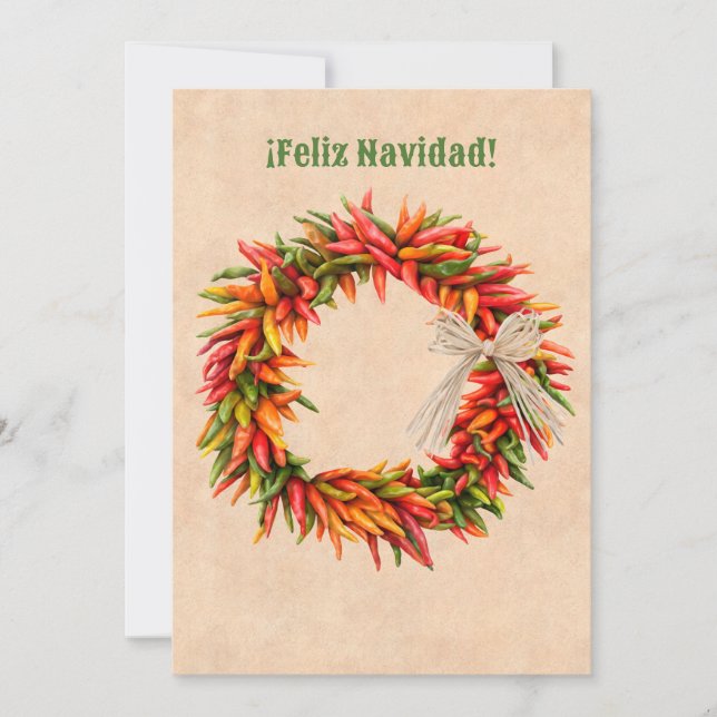 Southwest Chile Wreath Christmas Holiday Invitation (Front)