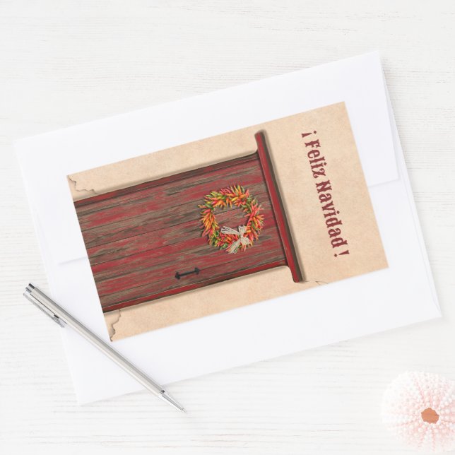 Southwest Chile Wreath Holiday Feliz Navidad Rectangular Sticker (Envelope)