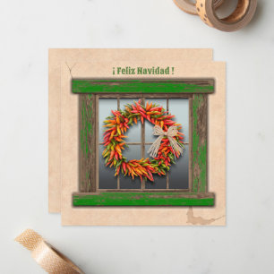 Southwest Chile Wreath on Rustic Green Wood Window Card