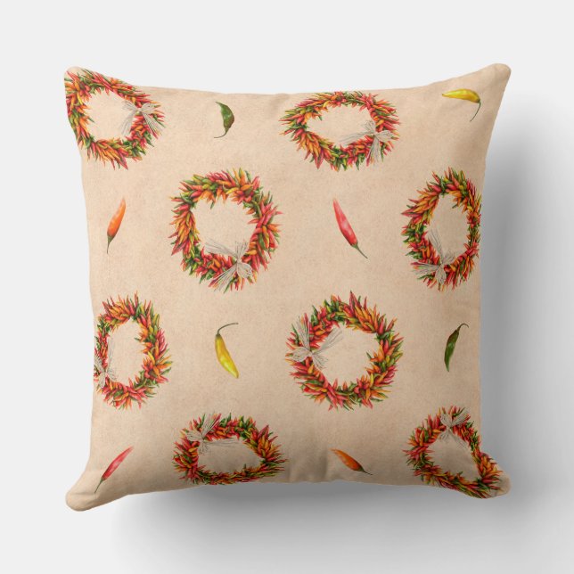 Southwest Chile Wreaths All Over Pattern Cushion (Back)
