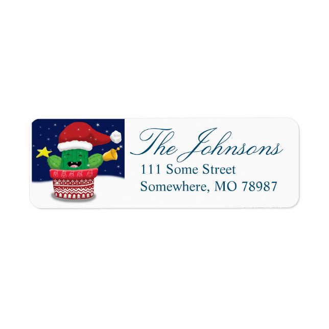 Southwest Christmas Cactus Return Address Labels (Front)