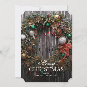 Southwest Christmas - Classic Wreath with Ornament Holiday Card