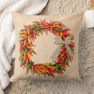 Southwest Colorful Chile Pepper Ristra Wreath  Cushion
