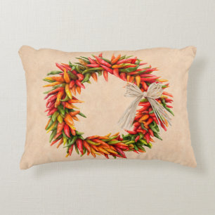 Southwest Colorful Chile Pepper Ristra Wreath Decorative Cushion