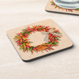 Southwest Colourful Festive Chile Ristra Wreath Coaster