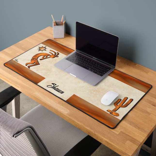 Southwest Copper Kokopelli And Cactus Desk Mat (Office 2)