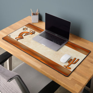 Southwest Copper Kokopelli And Cactus Desk Mat