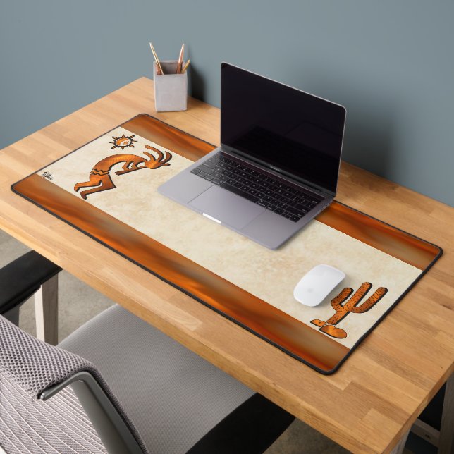 Southwest Copper Kokopelli And Cactus Desk Mat (Office 2)